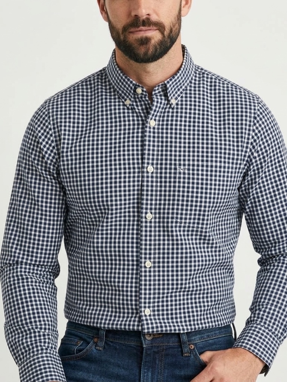 Abercrombie & Fitch Navy Gingham Button Down Shirt Men's M
